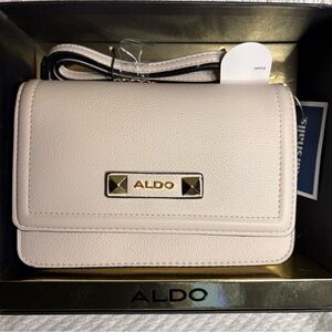 Aldo Beige Crossbody Bag with Gold Accents